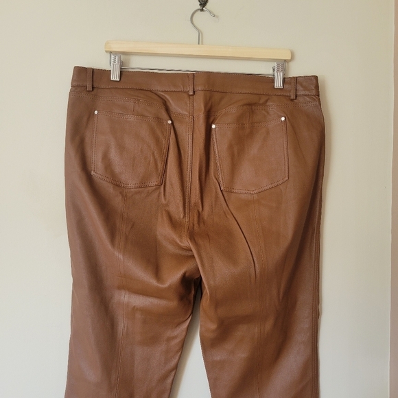 Lafayette 148 New York Mercer Nappa  Leather Pants Brown - Picture 7 of 11